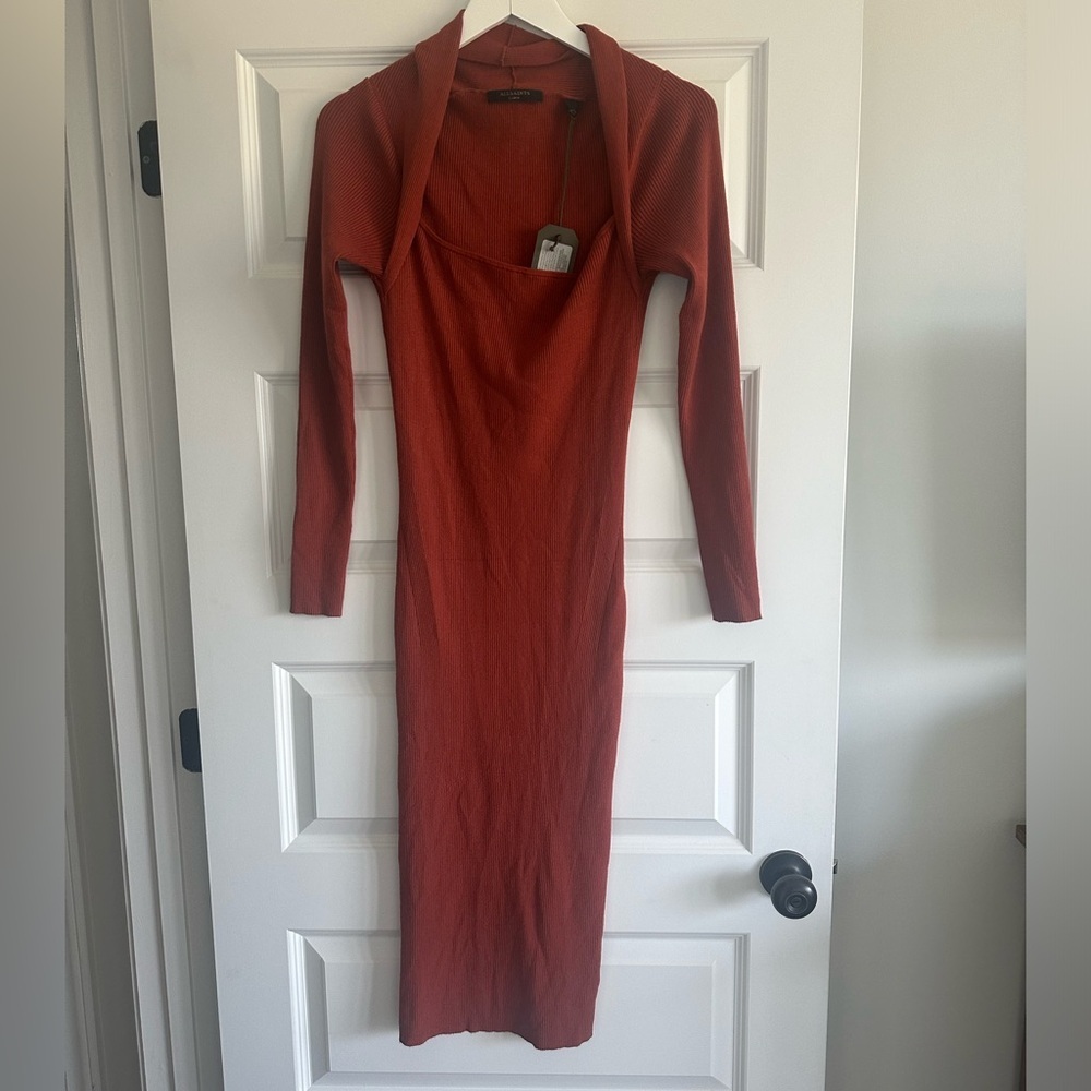 ALLSAINTS Rea Ribbed Midi Dress - Picture 5 of 13